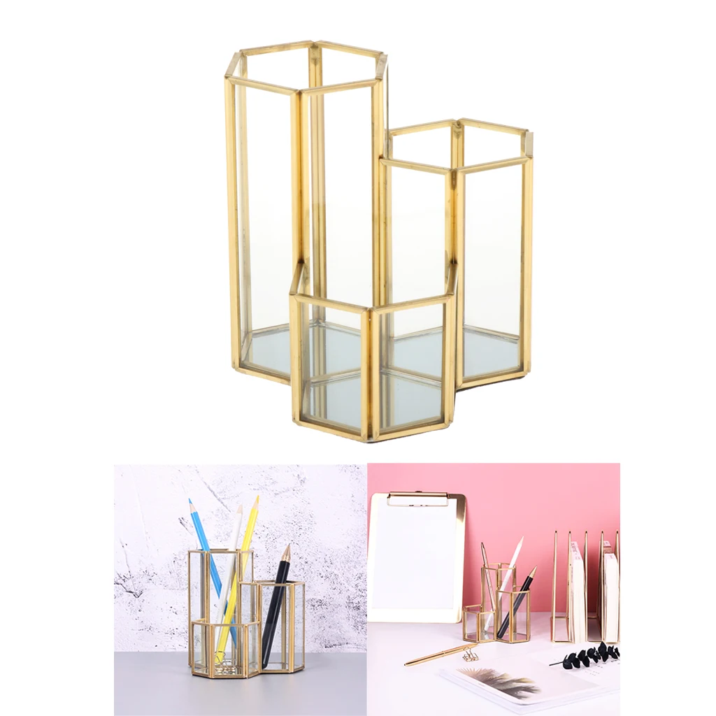 Portable Hexagonal Make UP Brush Storage Brush Holder Cosmetic Storage Pen Container Desktop Containers