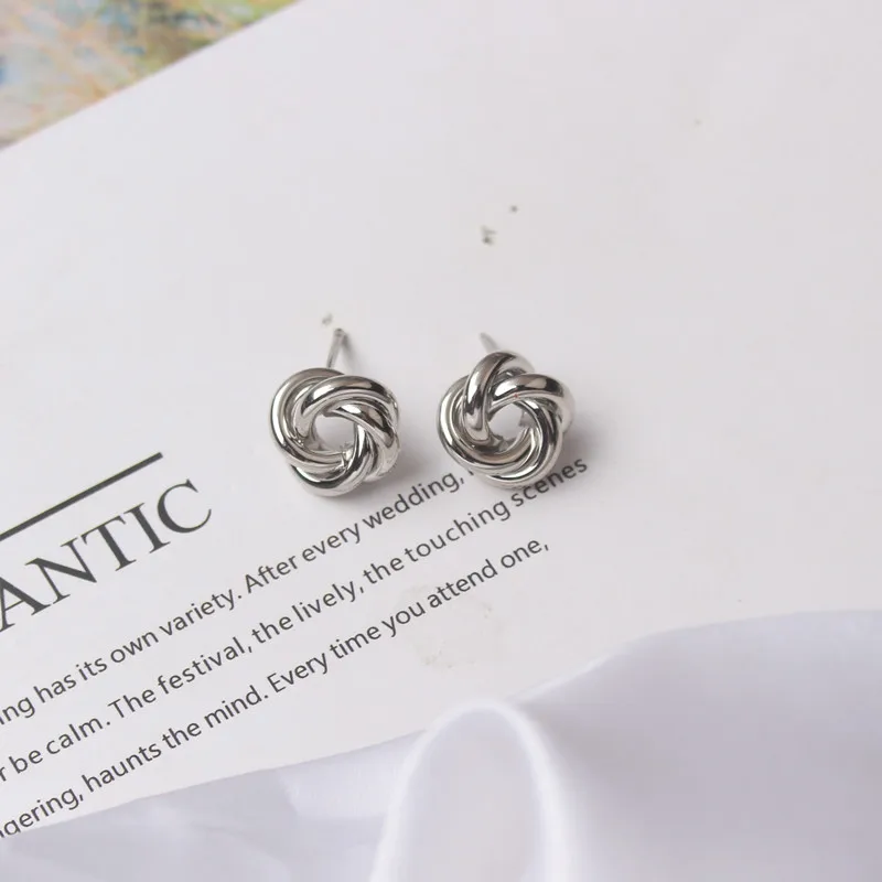 Tiny Metal Stud Earrings for Women Gold Color Twist Round Earrings Small Unusual Earrings Boucles D'Orailles Fashion - detail 6