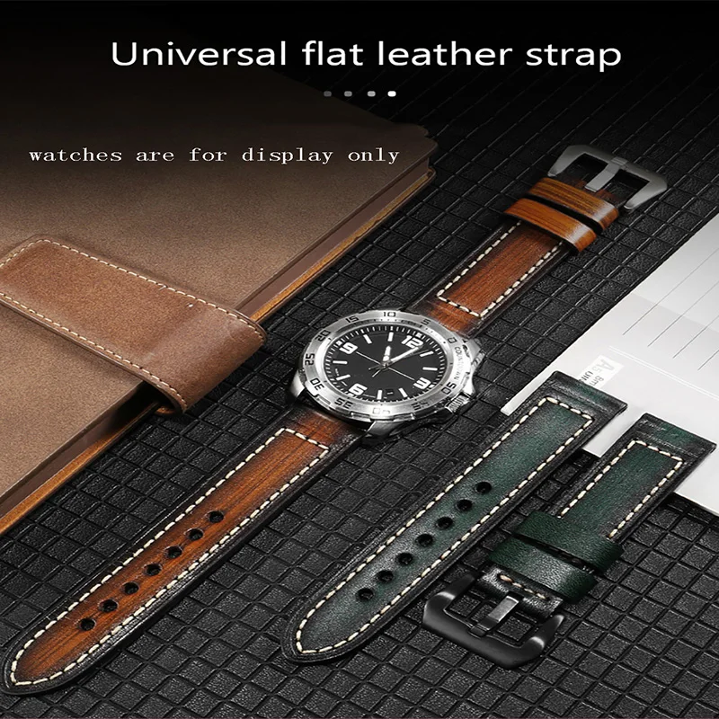 Retro Genuine Leather Strap Replacement Panerai Tudor 22mm 24mm 26mm Red Purple Blue Handmade Cow Leather Watchband