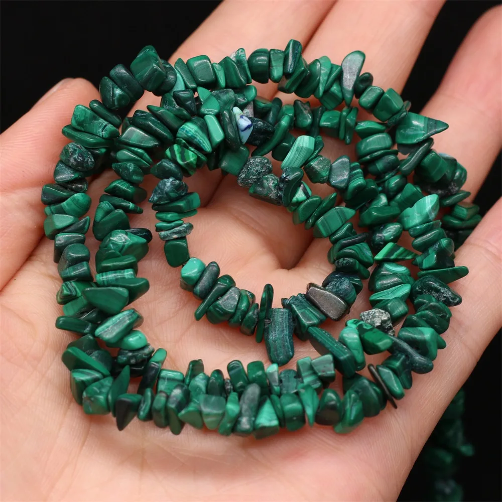 Natural Malachite Freeform Gravel Gem Stone Beads Irregular Chip Loose Beads for Jewelry Making DIY Bracelet Necklace Gift 15\'\'