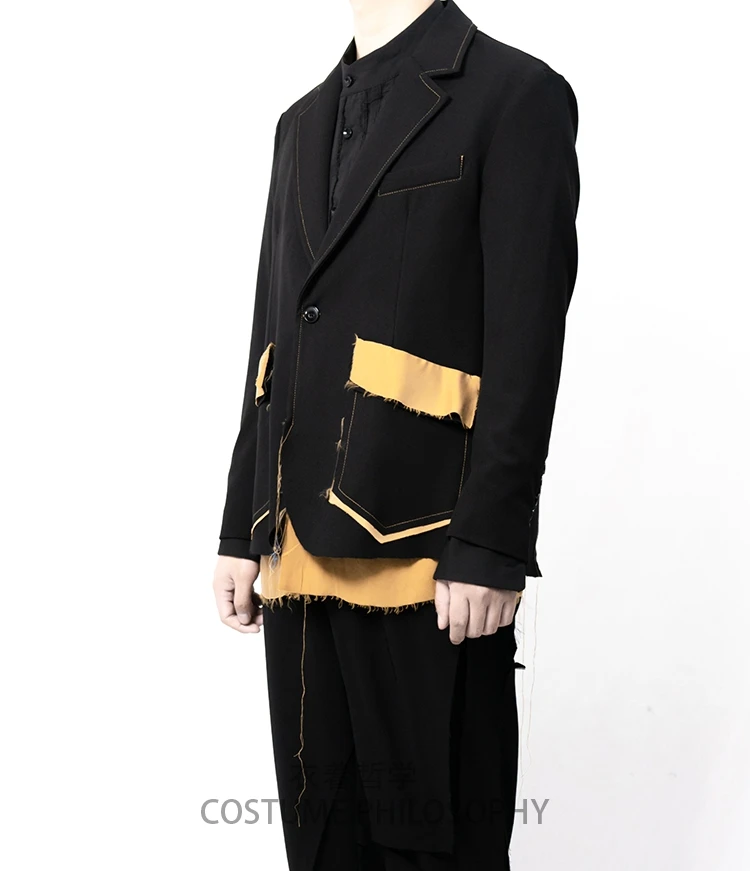 Custom！Original men's wear, four seasons sewn fur black fiber material fashion coat【S-6XL】Big yards men's clothing