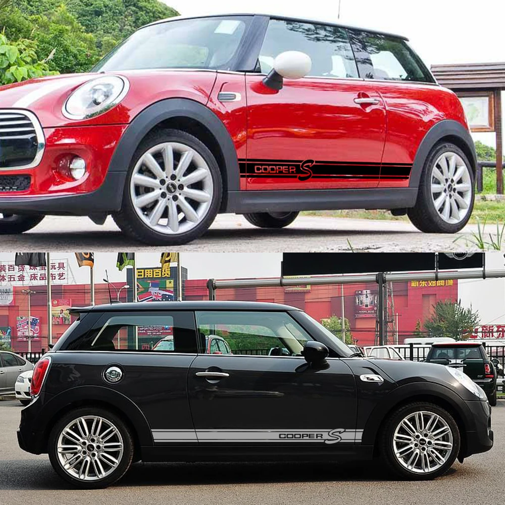 2PCS Car Side Stripe Stickers For Mini Cooper R56 R57 R58 R50 R52 R53 R59 R61 Countryman R60 F60 F55 F56 F54 Auto Accessories