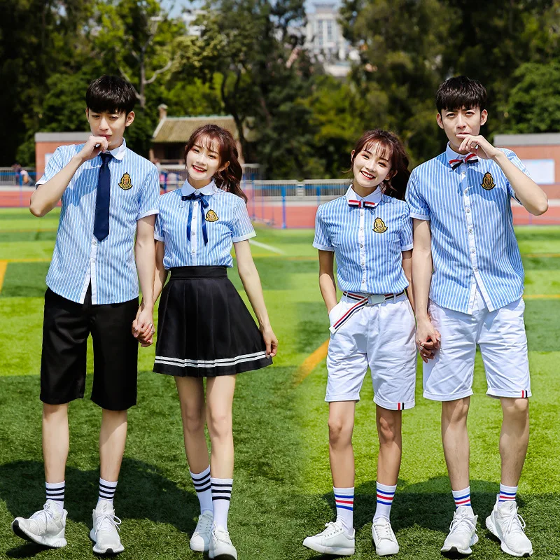 D0568B Students Uniform Teens Summer School Uniform New Style College Wear Primary and Middle School Students Clothes Plus Size