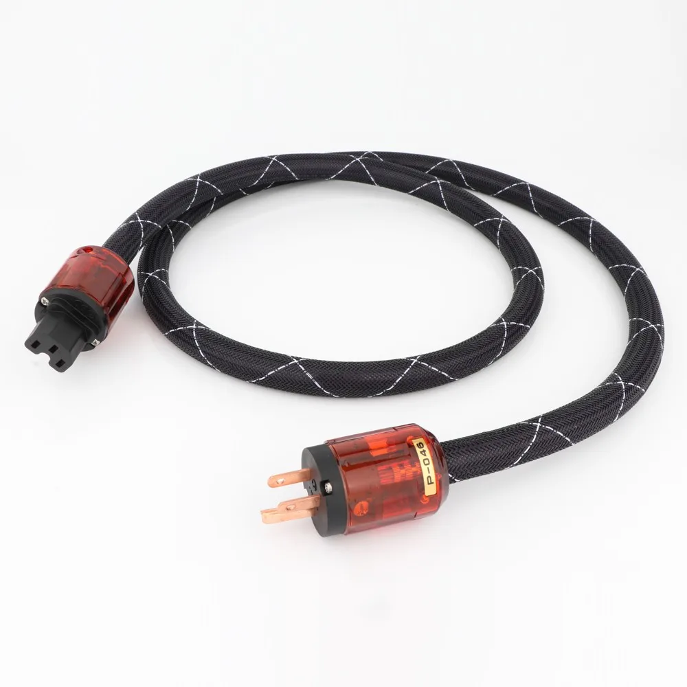 Preffair OFC Copper Audiophile US Power Cord Cable AC Mains Power Cable red copper P046 +C046 IEC Connector Power Cord Cable