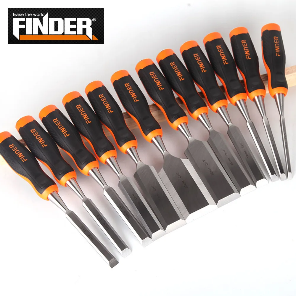 FINDER Carpentry Flat Chisel Set Tpr Plastic Fiber Handle DIY Carpenter Woodwork Tools Tool Wood Plane Woodworking Carving Knife