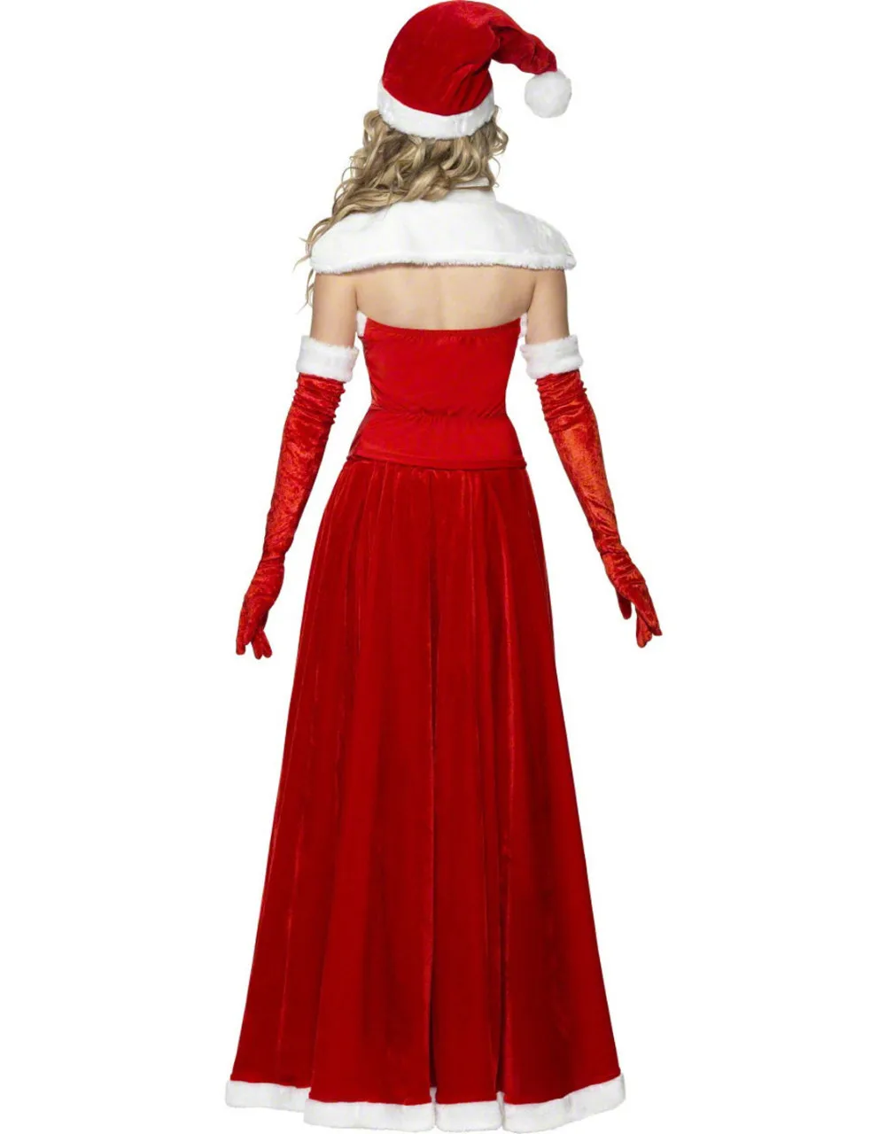 Adult Red Velvet Long Dresses Christmas Costume Xmas Party Cosplay Santa Claus Costume