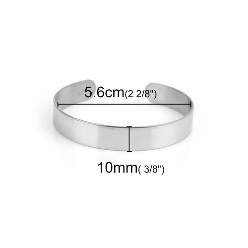 304 Stainless Steel Bangles Bracelets Arc Silver Color  Polished 16cm(6 2/8\