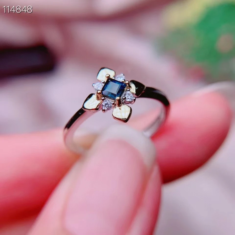 KJJEAXCMY boutique jewelry 925 sterling silver inlaid natural sapphire delicate ladies vintage ring Girl Party Birthday Gift New