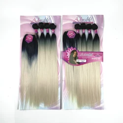 Mèches synthétiques Yaki lisses de couleur Blonde ombrée pour femmes noires, T1b613, 20 pouces, 4 pièces