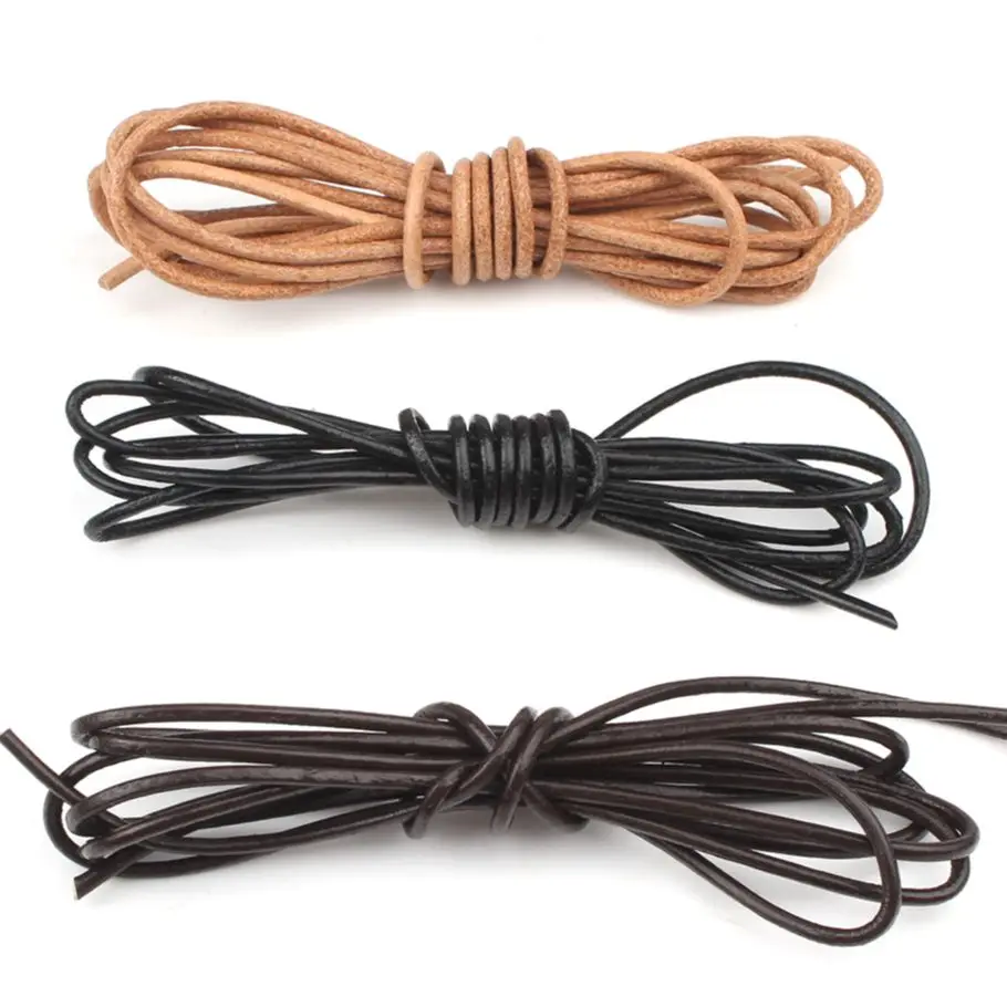 5 Meters Genuine Cow Leather Cords 1mm 1.5mm 2mm 3mm Round Thong Rope For Jewelry Making DIY Leather Bracelet Necklace String