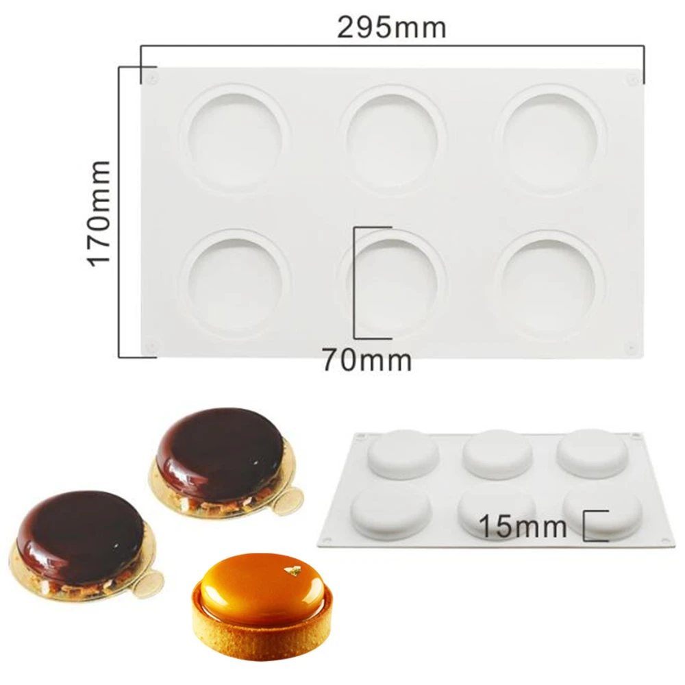 6 Holes Silicone Oblate Round Tart Cake Mold Decoration Dessert Mould For Christmas Baking Tartlet Mould Mousse Chocolate Pan