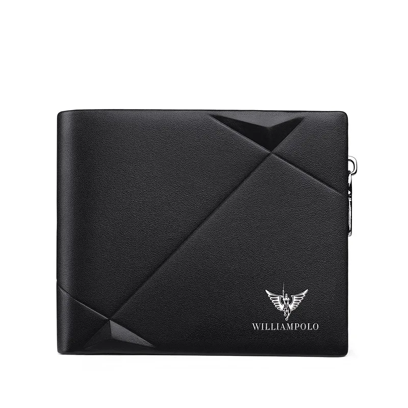 WILLIAMPOLO Men's Slim Wallet Genuine Leather Mini Purse Casual Design Bifold Brand Short Wallet Carteira Masculina PL191431SMT