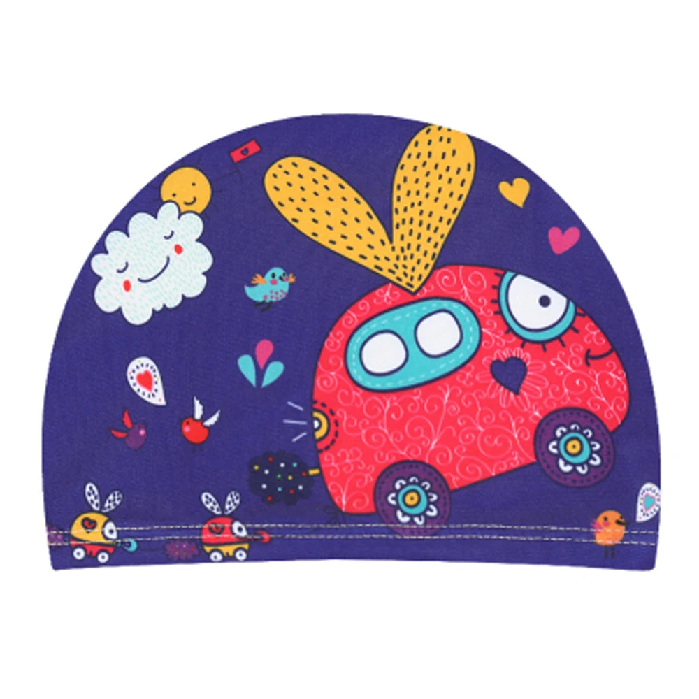 Cute Waterproof Swimming Caps Protect Ears Long Hair Sports Swim Pool Hat Cartoon Swimming Caps for Kids Elastic Printed Caps