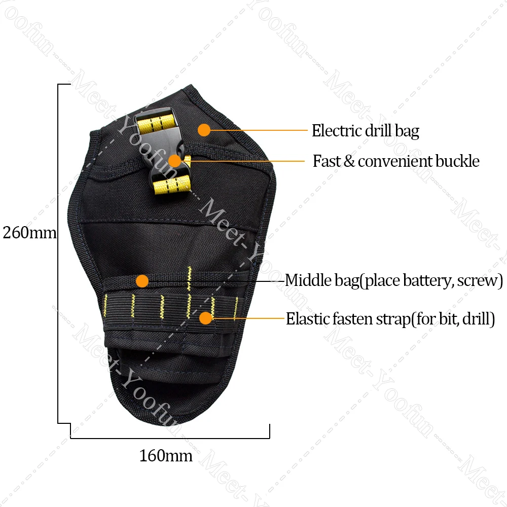 Electric Drill Bits Waist Bag & Belt Electrician Tool Storage Bag Impact Driver Drill Holster Oxford Cloth Waist Bag Organizer