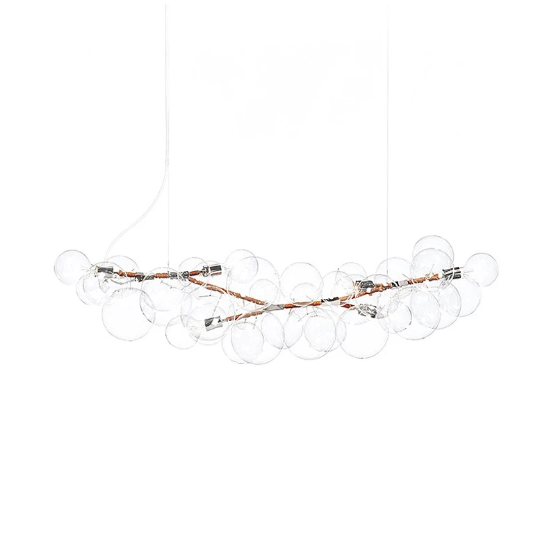 Nordic LED Clear Glass Bubble Chandelier Lamp Modern DIY Home Deco Living Room Bedroom Dinning Room E27 Bulb Grape Fixture Light