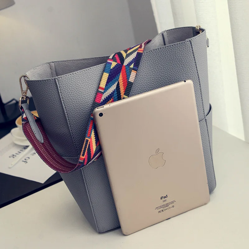 Brand Designer Women Handbag and purse Large Capacity Colorful Strap Shoulder Bag PU Leather Bucket Crossbody Bags big Totes