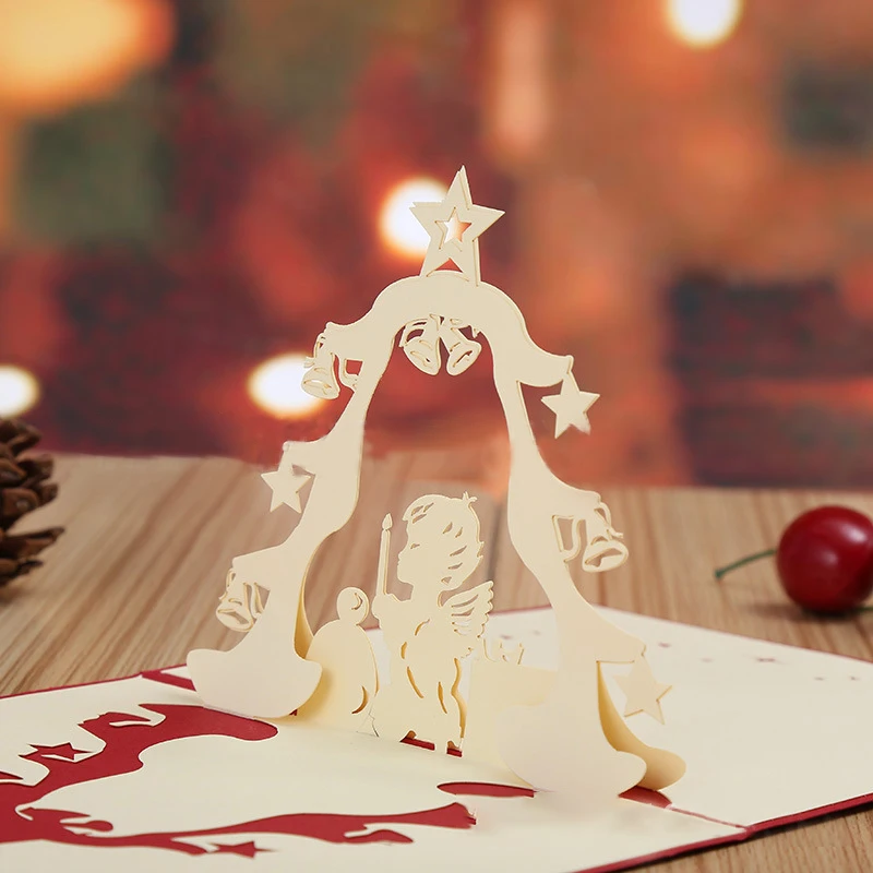 Neue 3D Pop-Up Weihnachtskarten Weihnachtsmann-Einladungskarte Partykarte Kindergeschenke Neujahrs-Dankeskarte Feiertagsgeschenk Postkarte – Detail 24