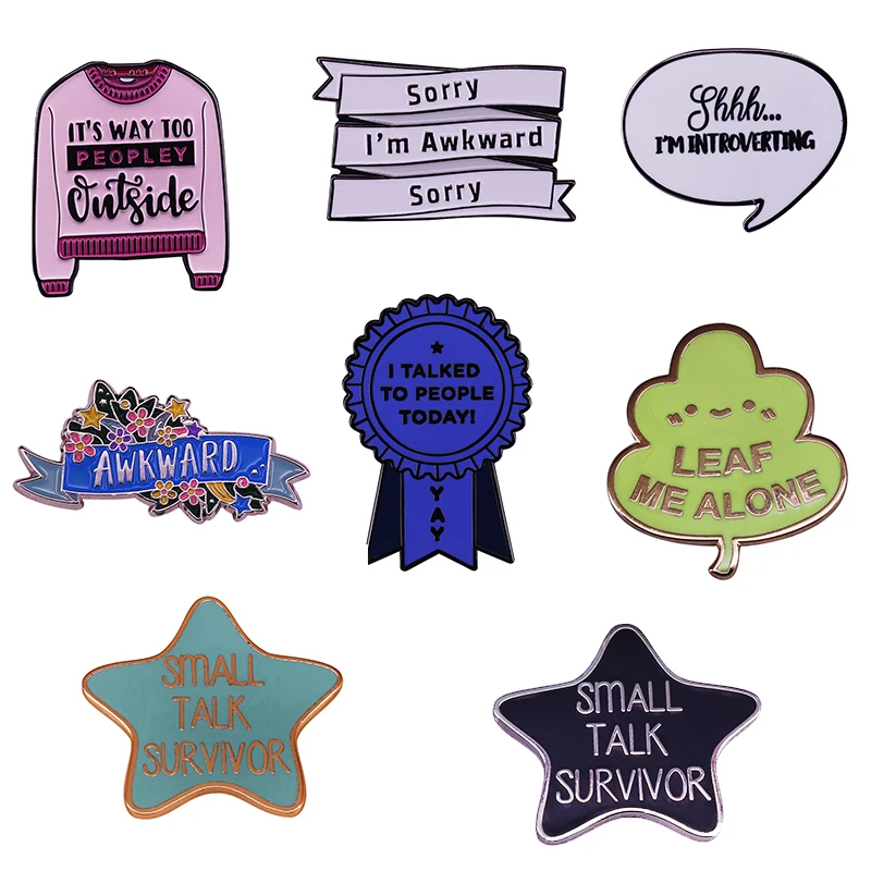 Introvert Club Pin Collection Brooch Mental Health Social Phobia Yay Award,Introverting Socially Awkward Small Talk Survivor