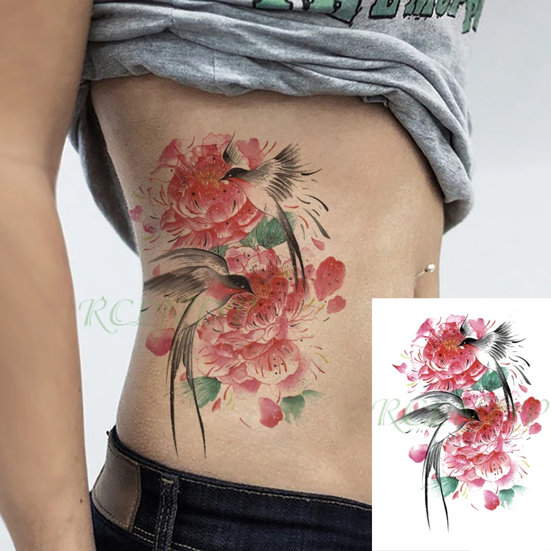 Pegatina de tatuaje temporal a prueba de agua, flor Rosa falsa, tatuaje Flash, espalda, pierna, brazo, arte corporal para niñas, mujeres y hombres