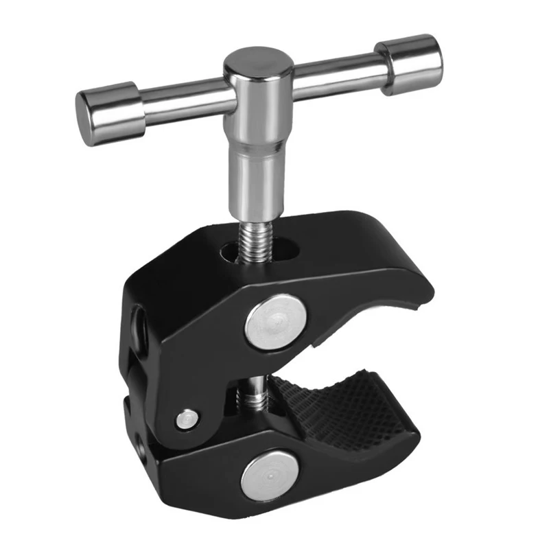 

Super Clamp w/ 1/4"-20 and 3/8"-16 Thread Camera Clamp Mount Crab Clamp for Cameras, Lights, Umbrellas, Hooks,