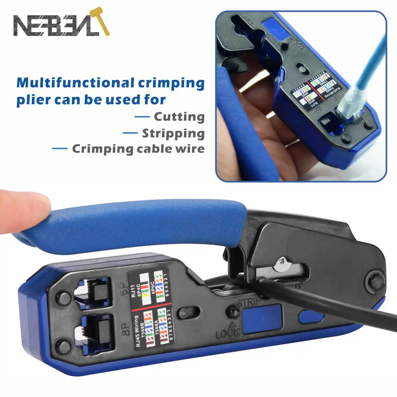 

RJ45 Crimper Hand Network Tools Pliers RJ12 Cat5 Cat6 8P8C Cable Stripper Pressing Clamp Tongs Clip Multi Function Pliers