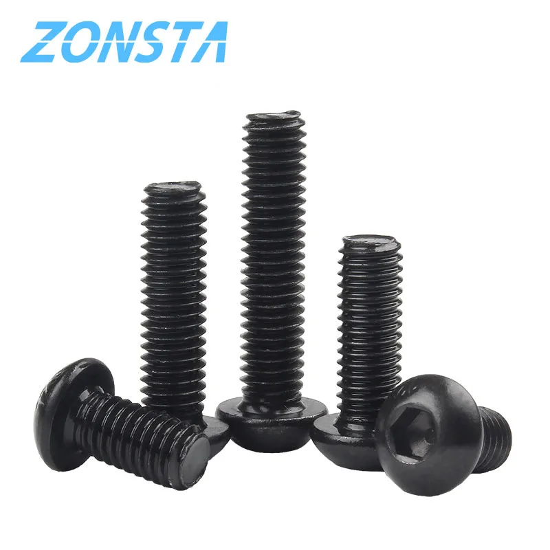 ISO7380 M2 M2.5 M3 M4 M5 M6 Round Black 10.9 Grade Hex Screws Hexagon Screw Cap Socket Button Head  Allen Furniture Bolt