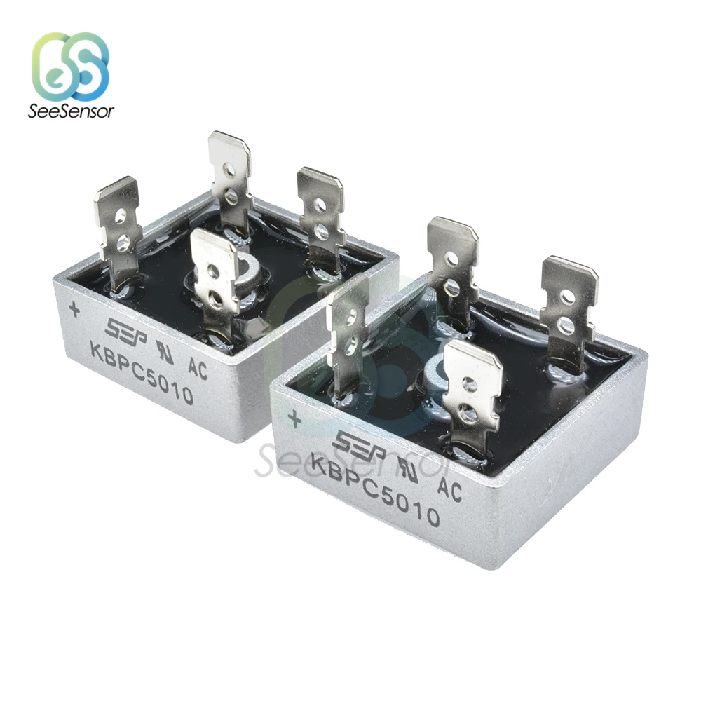 2Pcs/lot KBPC5010 Single-phases Diode Bridge Rectifier 50A 1000V KBPC 5010 Power Rectifier Diode Electronic Components