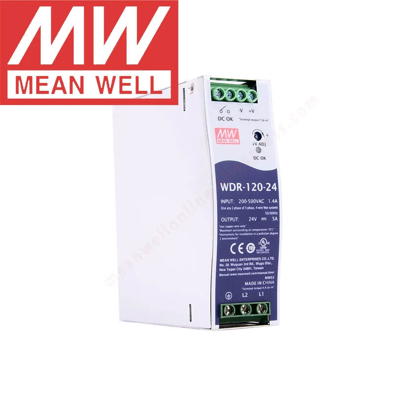 

Mean Well WDR-120 series 180-550VAC Input voltage meanwell DC 12V 24V 48V 120W Single output Industrial DIN RAIL Power Supply