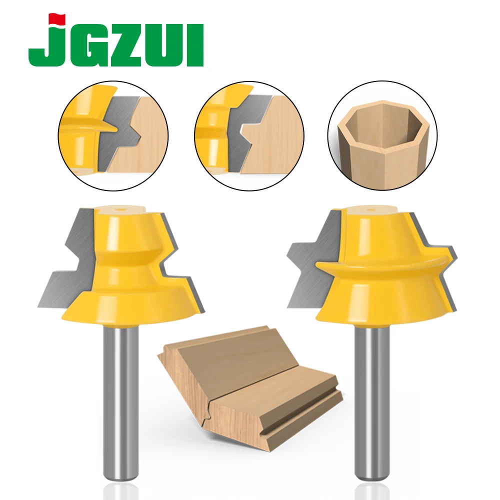 2pc Lock Miter Router 22.5 Degree Glue Joinery Router Bit - 1/2