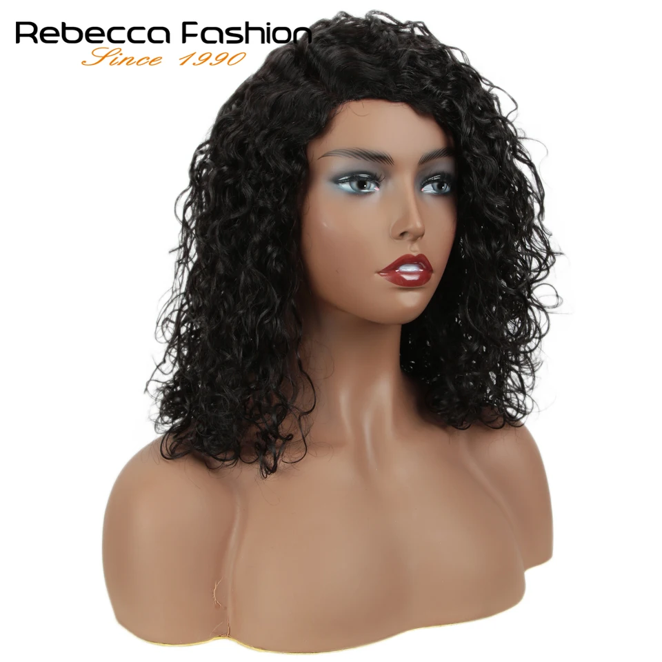 Rebecca-Peluca de cabello humano rizado para mujeres negras, postizo de encaje de onda Natural, pelo Remy peruano, parte L, 2019 de otoño, nuevo