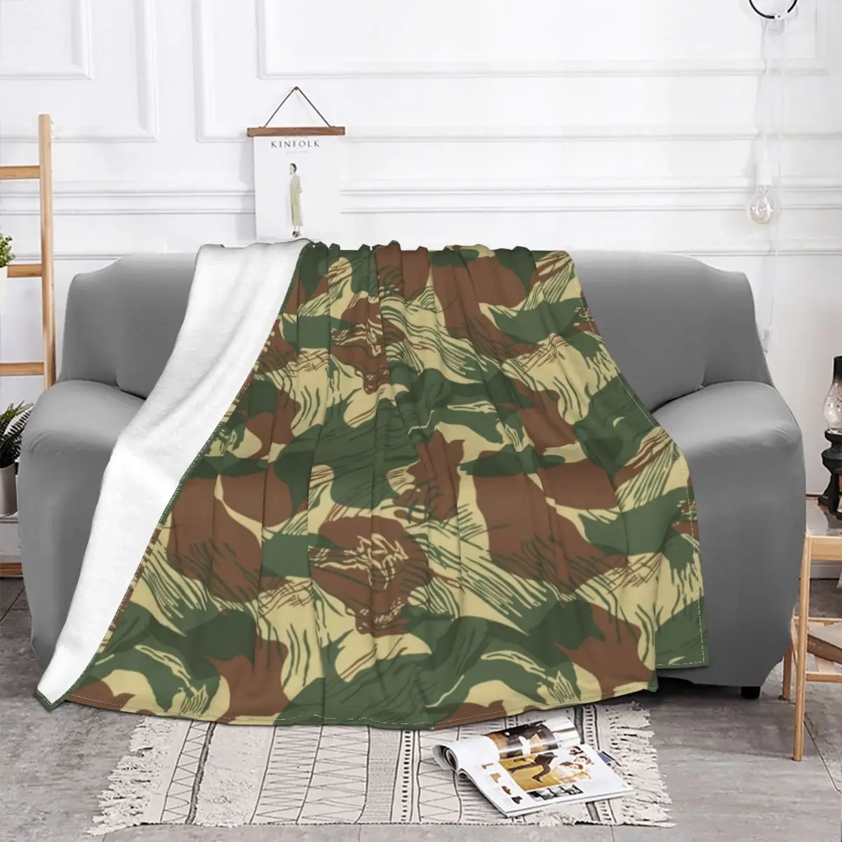 Rhodesian Brush Stroke Camouflage Blanket Coral Fleece Summer Military Breathable Super Soft Throw Blanket for Sofa Bedroom