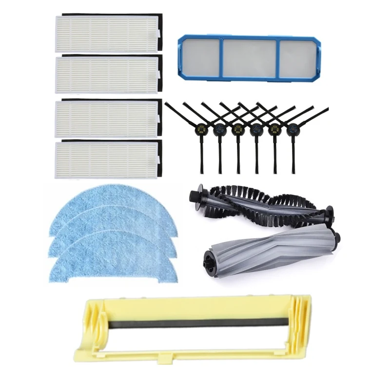 Tampa da escova principal e lateral para aspirador robótico, filtro HEPA, pano de esfregão, acessórios, peças sobressalentes, rolo, reposição, GENIO Deluxe 500
