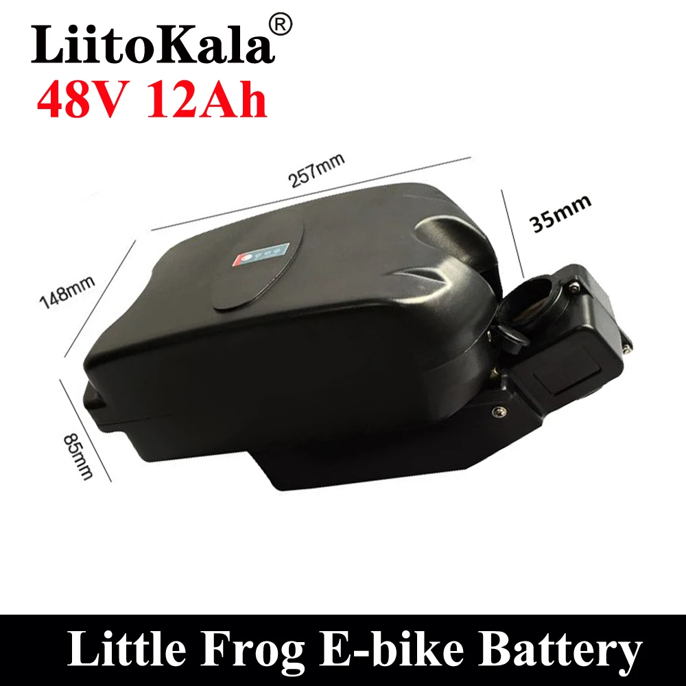 LiitoKala 48V 12Ah Electric Bicycle Battery Little Frog Under Seat Post Ebike Batteries Pack For 250W-500W Bafang Motor Kit