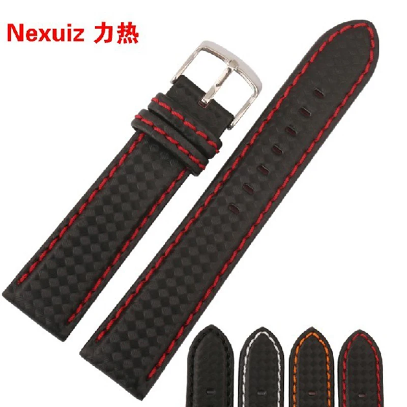 Watch Band Carbon Fibre Watch Strap with Leather Lining Stainless Steel Clasp 18mm 20mm 21mm 22mm 23mm 24mm watchband