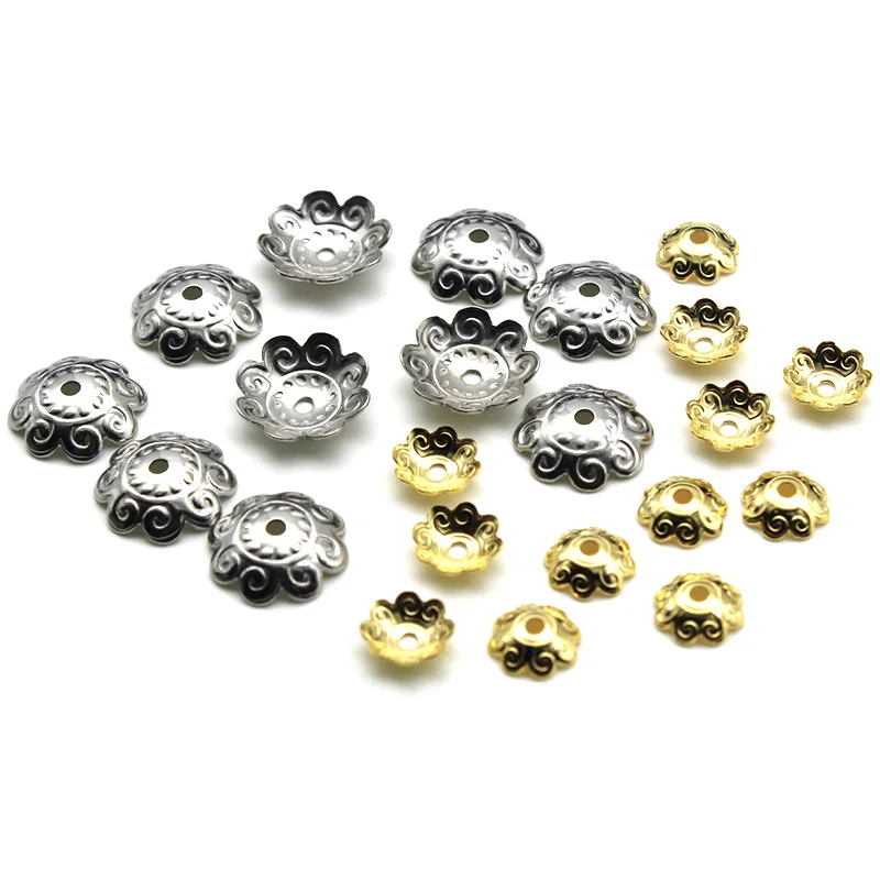 50pcs Stainless Steel Gold Flower Petal Beads Caps Bulk End Spacer Charms Bead Caps For Jewelry Making Accessories DIY Supplies