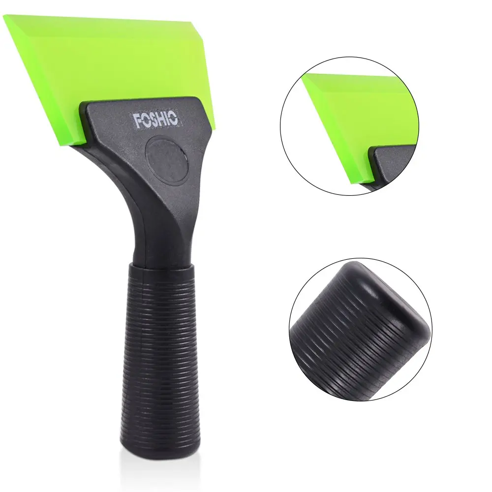 FOSHIO Rubber Blade Handle Scraper Car Wash Tool Wrap Vinyl Glass Tinting Kitchen Cleaning Squeegee Window Ice Snow Water Wiper