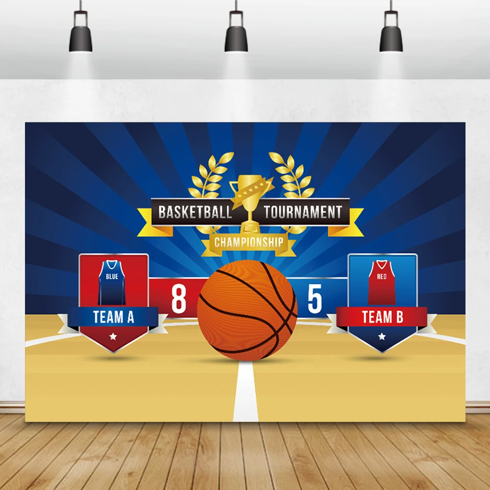 Laeacco compleanno fondali campo da basket campione trofeo Sportman Baby Shower neonato fotografia sfondi photzone