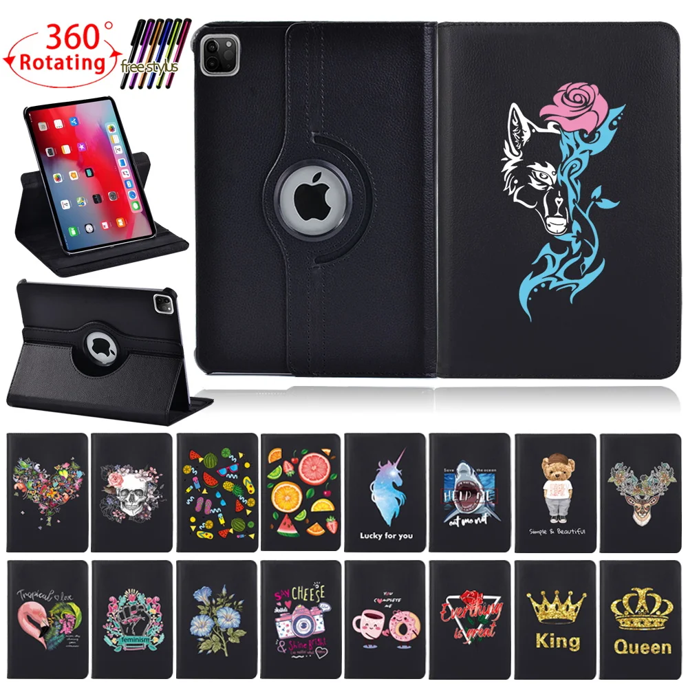 

360 Rotating Tablet Case for Apple IPad Air 1/2/Air 4th Gen 2020/Air 3rd Gen 2019 Anti-Drop Pu Leather Bracket Cover Case+Stylus