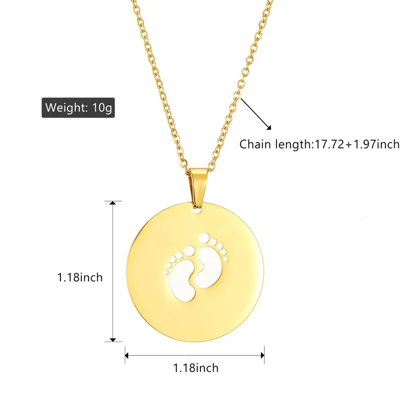 Cute Hollow Footprint Necklace For Women Men Personalized Custom Name Text Stainless Steel Jewelry Foot Pendant Gift Wholesale