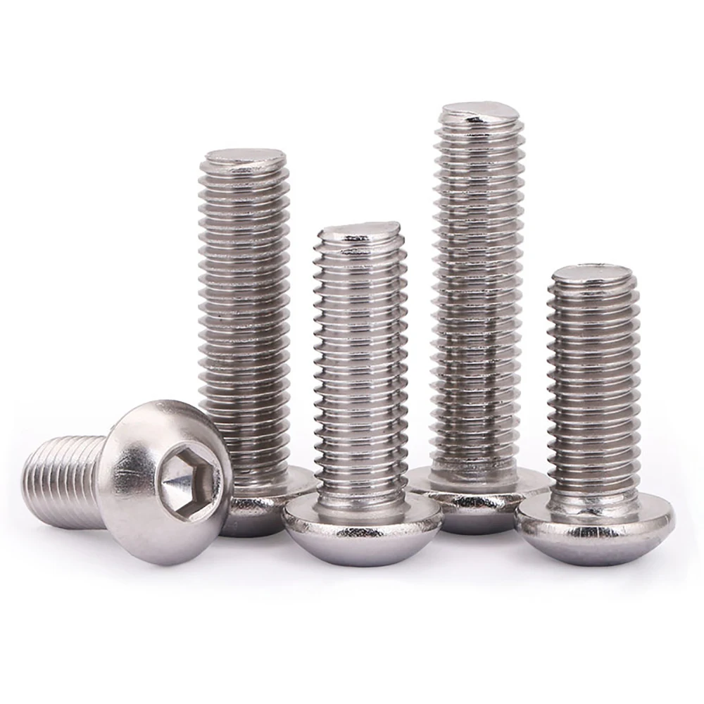 3Pcs UNC Thread 3/8-16x1/2\'\'~2-1/2\'\' SUS304 Stainless Steel Hexagon Socket Button Head Screws Bolts with Full Thread ISO7380