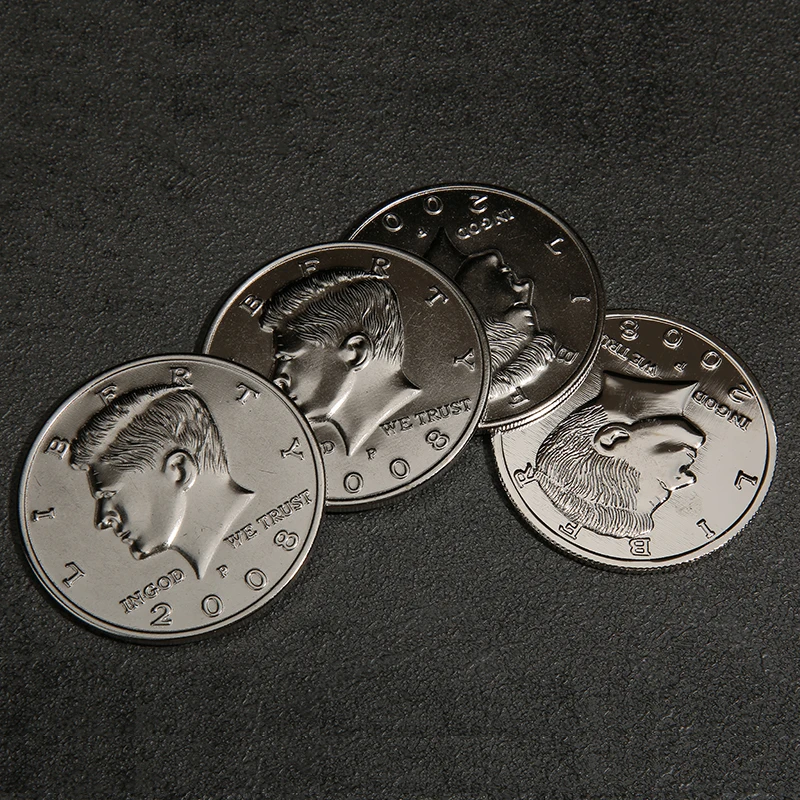 Four Coin To One Big Half Magic Tricks (Dollar Diameter 5.6 Cm) 1 Coins+3 Shell Half Dollar Expanded Shell Dollars Coin Magic