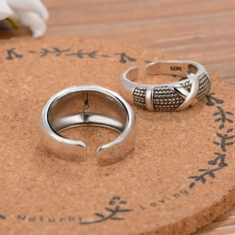 Buyee 925 Sterling Silver Lover Couples Ring Sets Elegant X Gray Sweet Ring Finger for Woman Man Fashion Fine Jewelry Circle