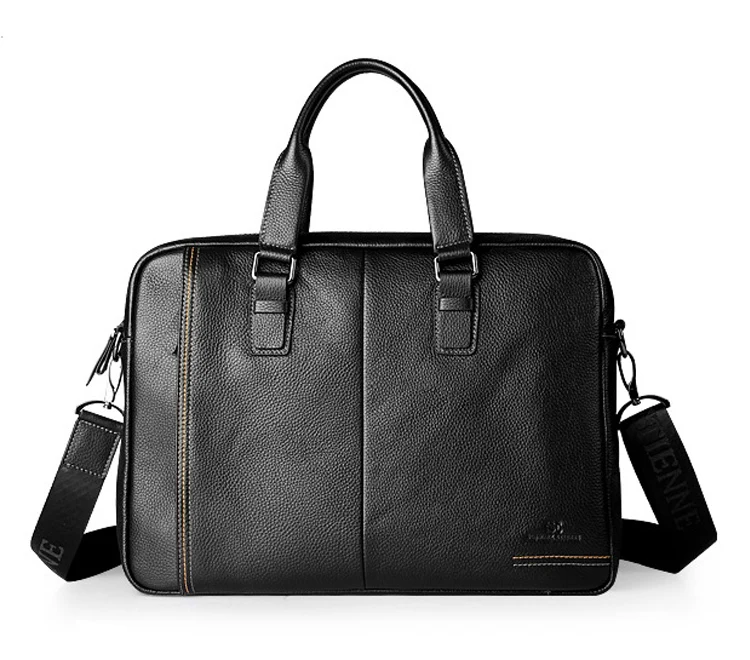 New Fashion Genuine Leather Famous Brand men briefcase, 15.6 inch commercial laptop briefcase, cross-body shoulder bag