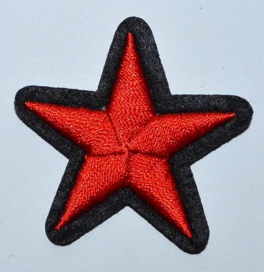 (5 pcs) Red Star Anti-democracy Embroidery Sew Iron On Patch Badge Clothes Applique Bag Fabric ( about  4.4 cm)