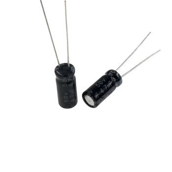 50 Stück 4,7 uF 50 V 4,7 MFD 50 Volt 4 x 7 mm Aluminium-Elektrolytkondensator Radial 4,7 mf50 V 4,7 uf50 V 50 V 4,7 mf 50 V 4,7 uf