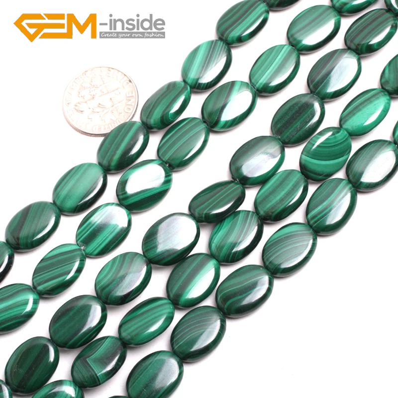 Natural Flat Oval Square Coin Shape Malachite Stone Beads Natural Bead Semi-Precious Stones For Jewelry Making DIY Strand 15\