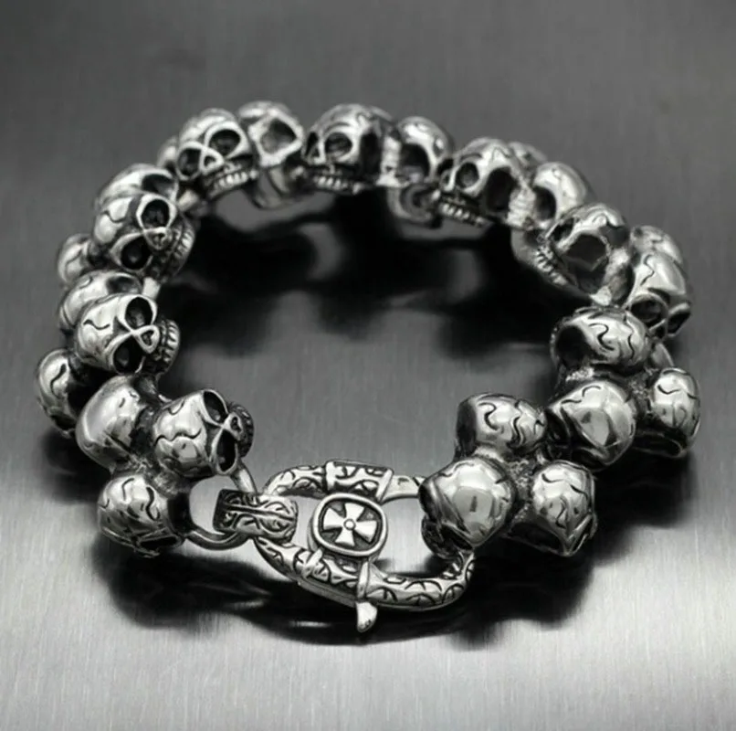 Domineering Fashion Skull Bracelet Men Hip Hop Bracelet Rock Party Jewelry Gift