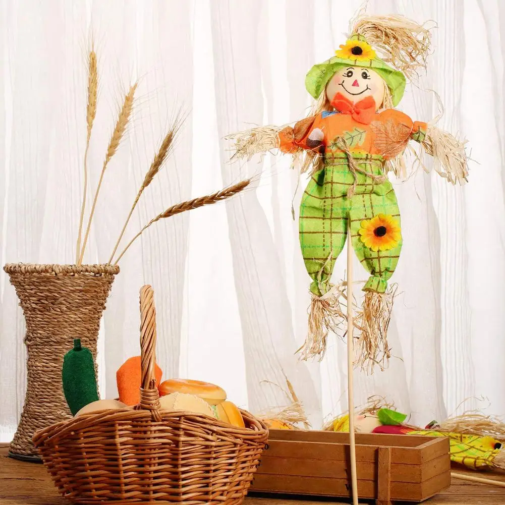 1PCS Small Autumn Fall Harvest Scarecrow Decoration For Garden Yard Thanksgiving Halloween Decoration Party Favors Supplies