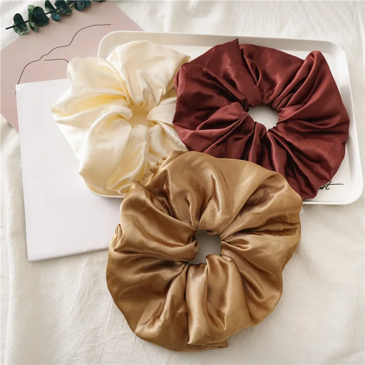 Women Elastic Jumbo Oversized Cheap Satin XXL Scrunchie Elastic Hair Gum Girls Soft Ponytail Hair Ties Big Hair Rope Headwear