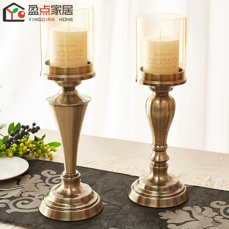 

European-Style Candlestick Table Model Room Decoration Candlelight Dinner Props Simple Home Decoration Accessories Modern Metal